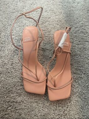 Jeffrey Campbell Pink Square-Toe Strappy Heels
